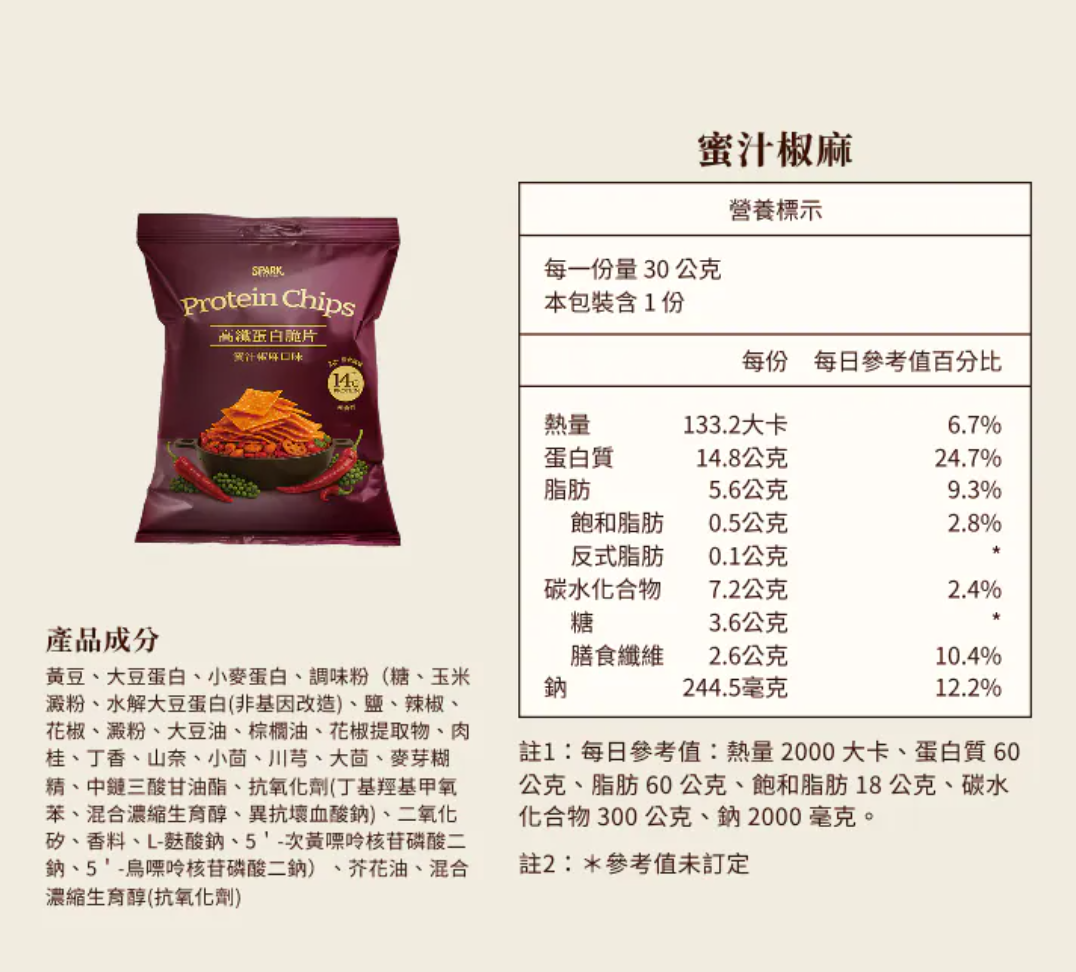 Spaek protein 高纖蛋白脆片 - 蜜汁椒麻 30g