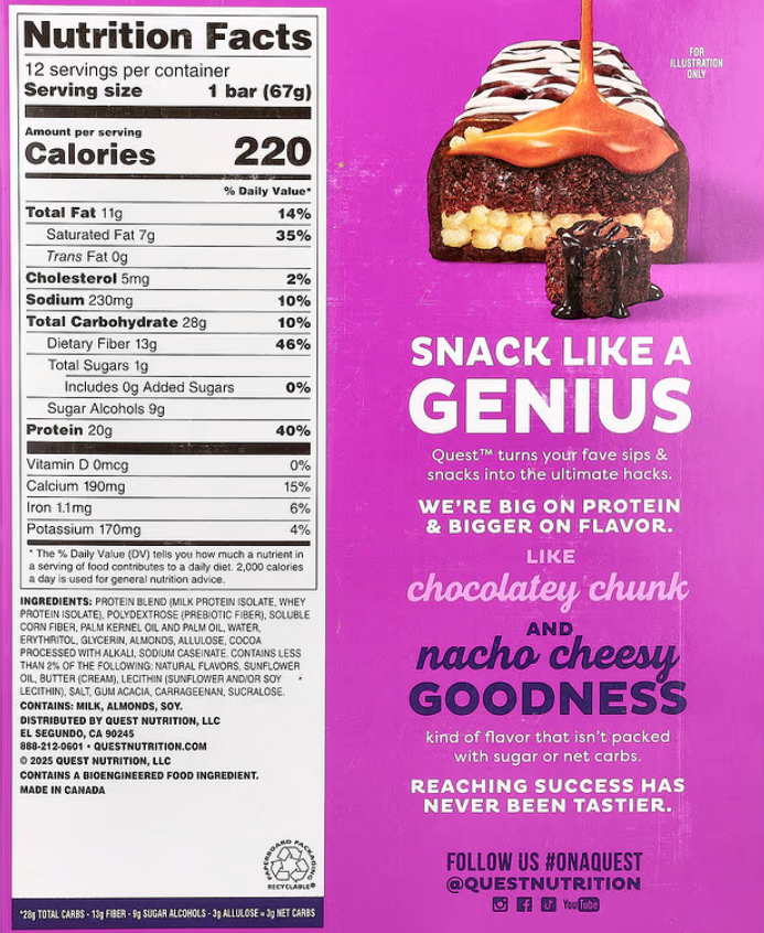 Quest Nutrition Stacks Protein Bar Brownie A La Mode 67g