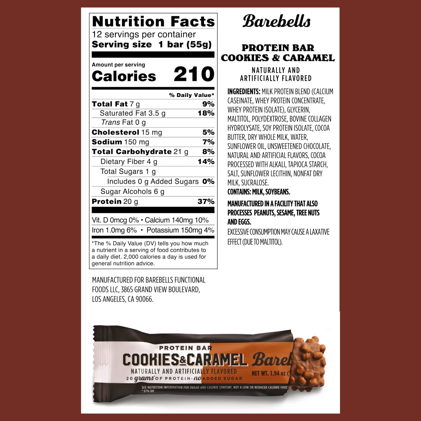 Barebells Protein Bar - 鬆軟蛋白棒 - 曲奇和焦糖味 Cookies & Caramel 55g