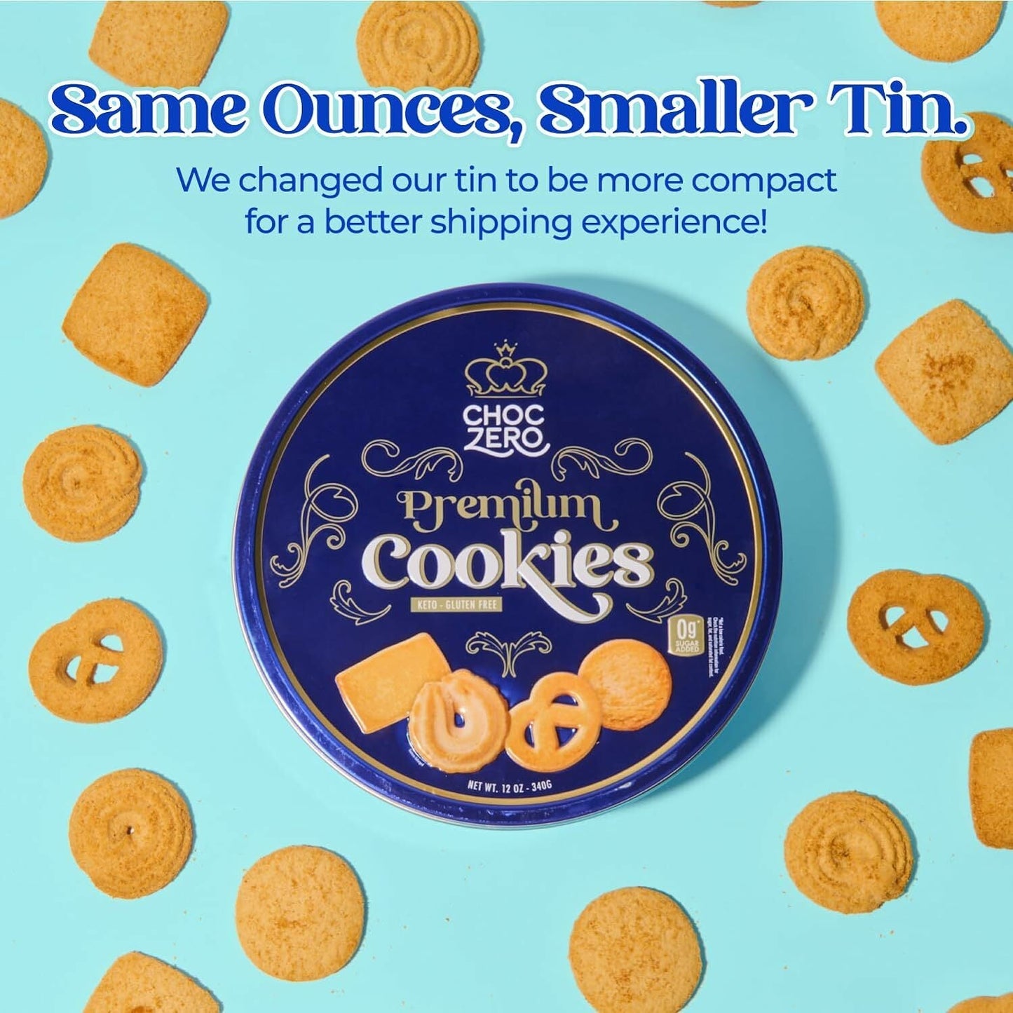 Choc Zero   低碳無麩質 丹麥牛油  藍罐曲奇餅  340g