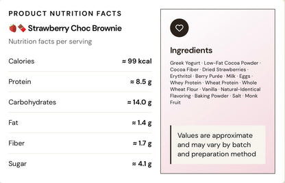 18Kcal Strawberry Choc Brownie nutrition facts