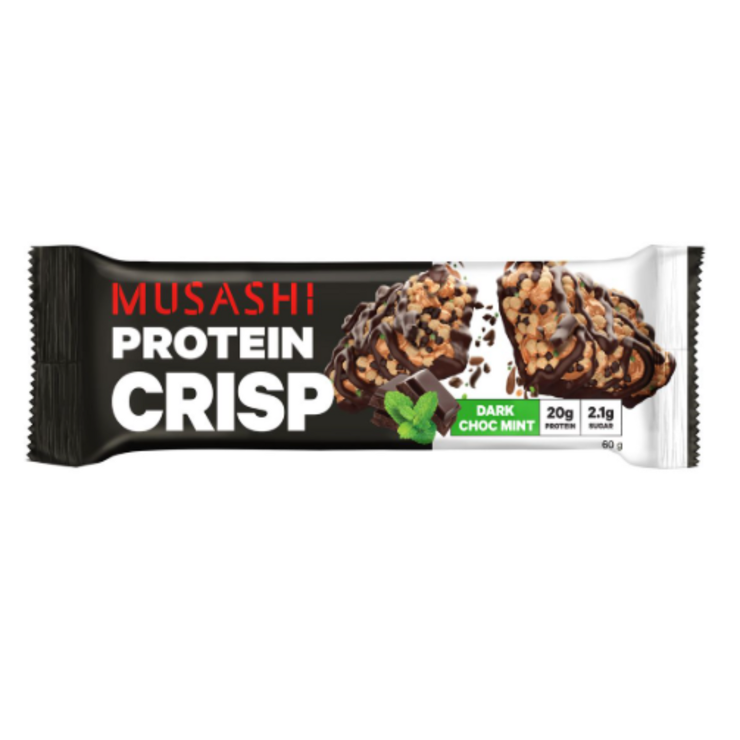 Musashi 蛋白脆薄荷黑朱古力 蛋白棒 (恢復) 60g