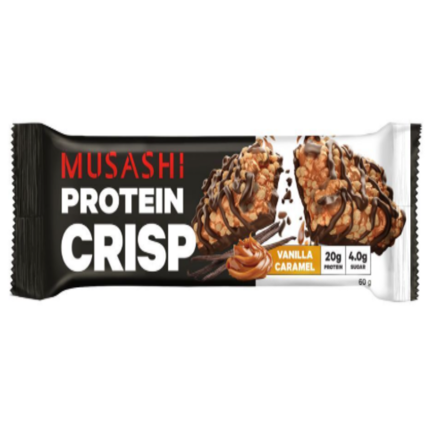 MUSASHI 蛋白脆雲呢拿焦糖（恢復）蛋白棒 60g