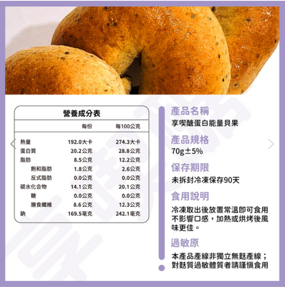 享喫醣-蛋白能量貝果藍莓奇亞籽口味 70g±5%