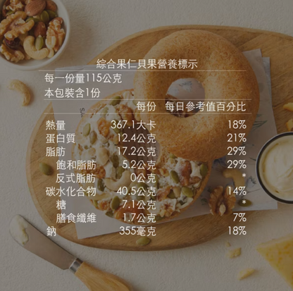 KIND FOOD 康福先生 綜合果仁減醣貝果 90g±4.5g