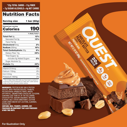 Quest Nutrition Chocolate Peanut Butter Bars 蛋白棒朱古力花生醬味