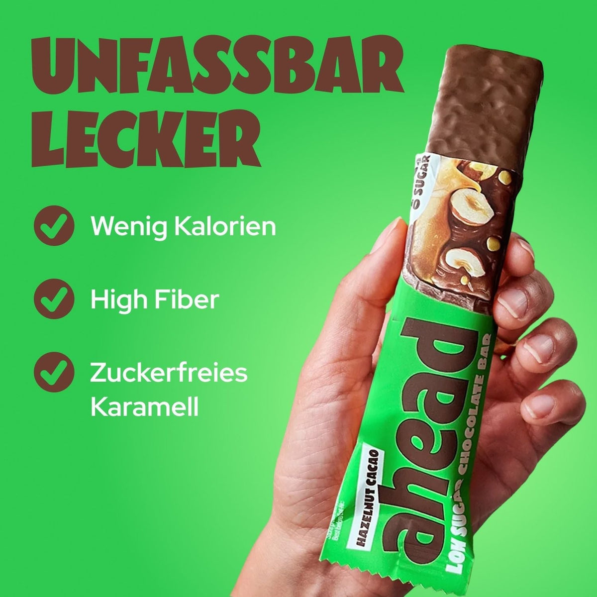 Ahead Hazelnut Cacao Low Sugar Chocolate Bar 35g