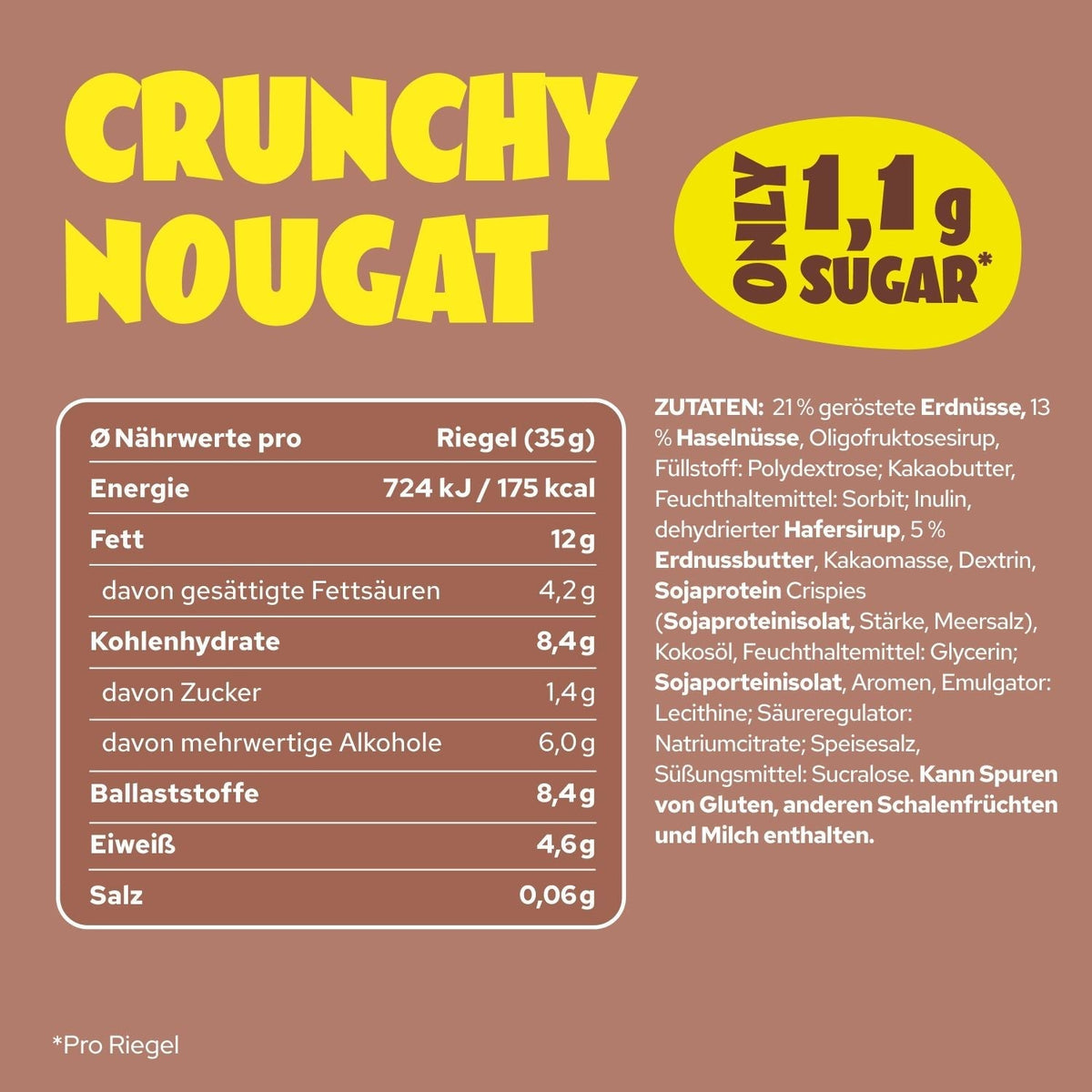 Ahead Crunchy Nougat Low Sugar Chocolate Bar 35g