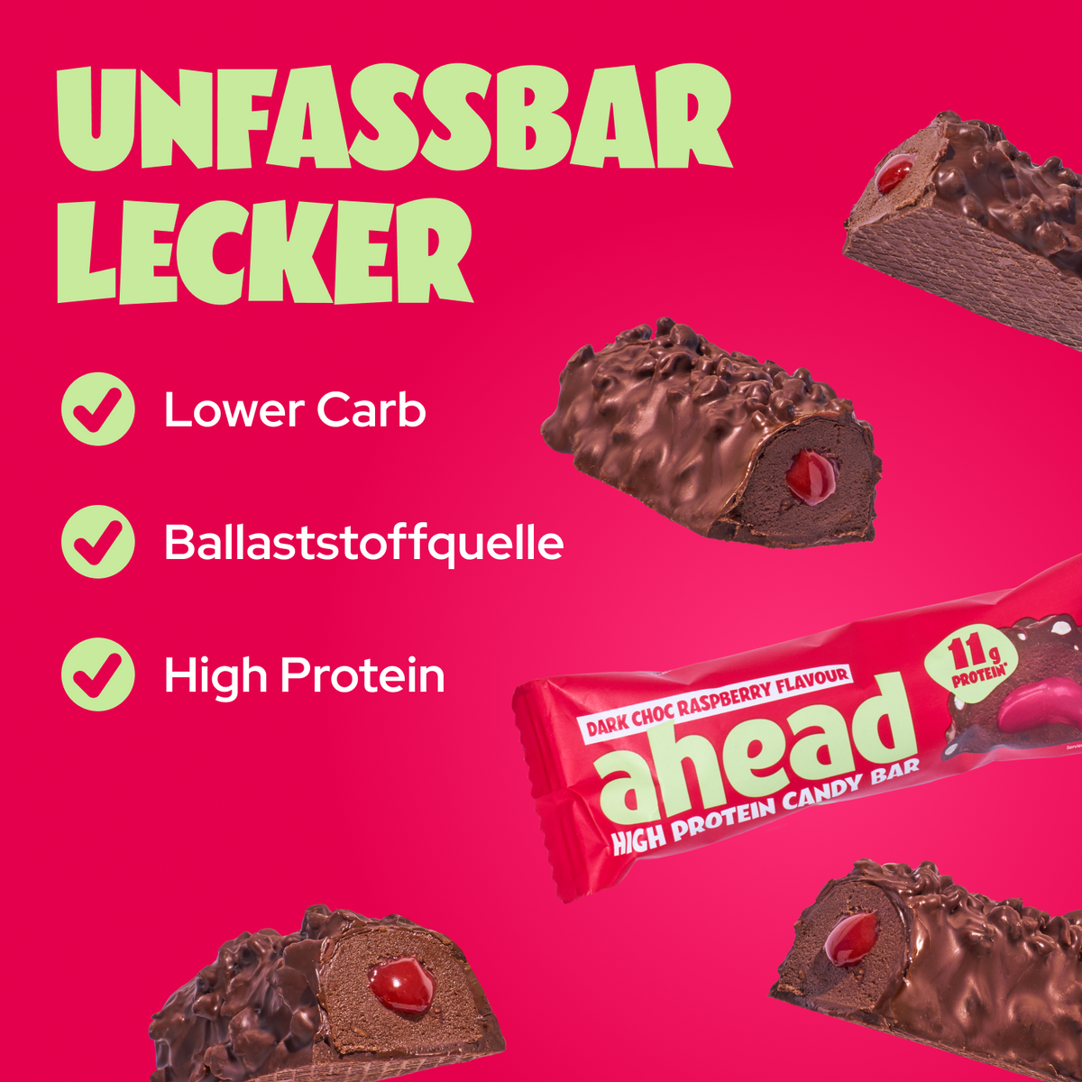Ahead Dark Chocolate Raspberry Protein Bar 45g