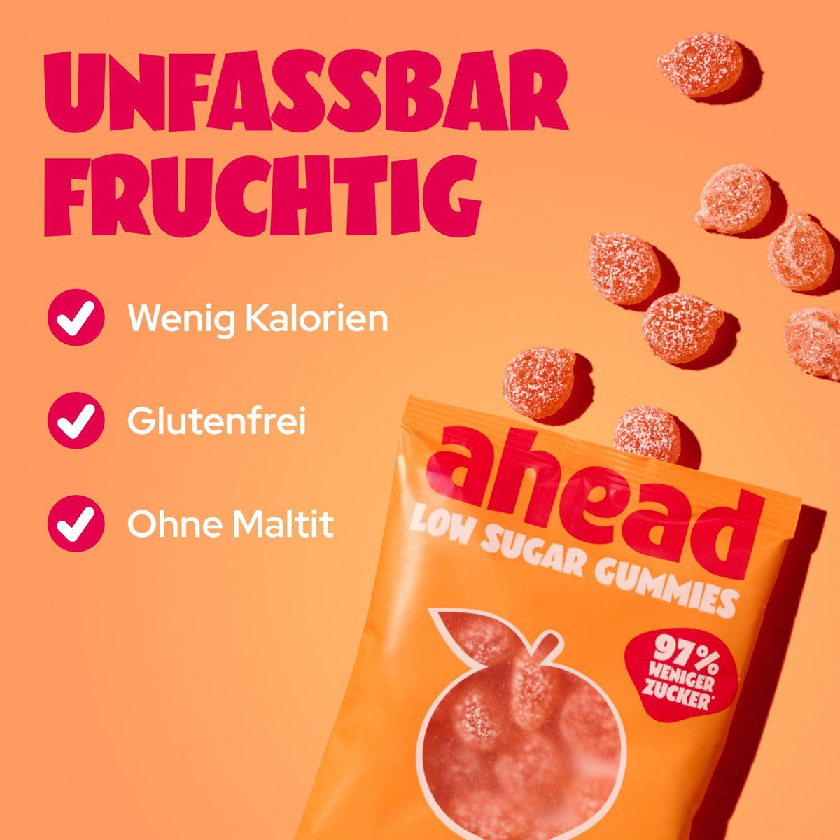 Ahead Sweet Peaches Low Sugar Gummies 50g