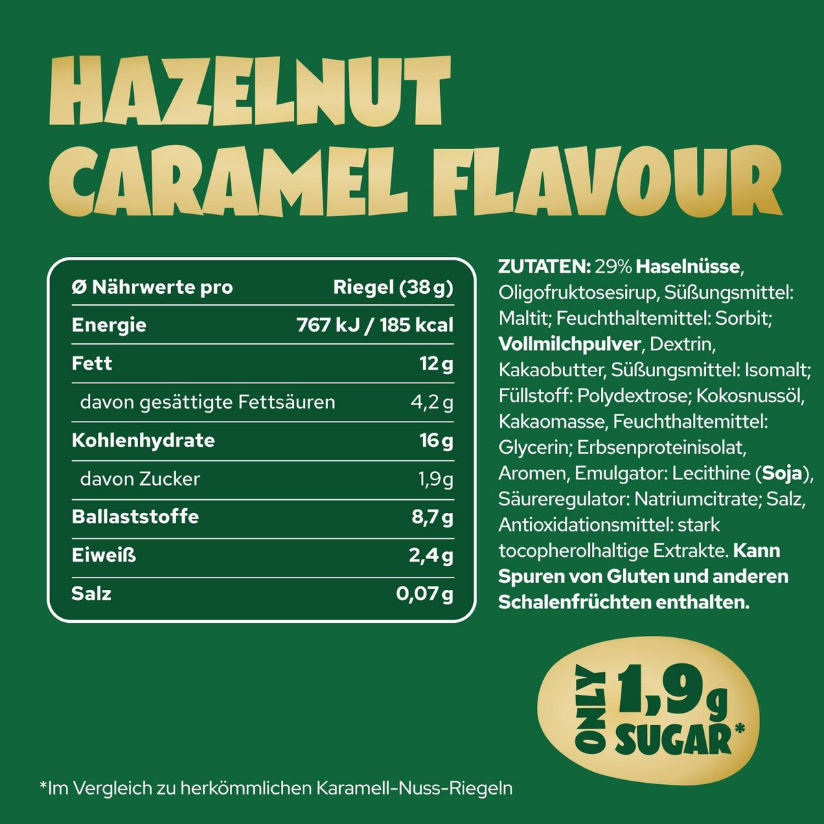 Ahead Hazelnut Crunch Caramel Bar 38g