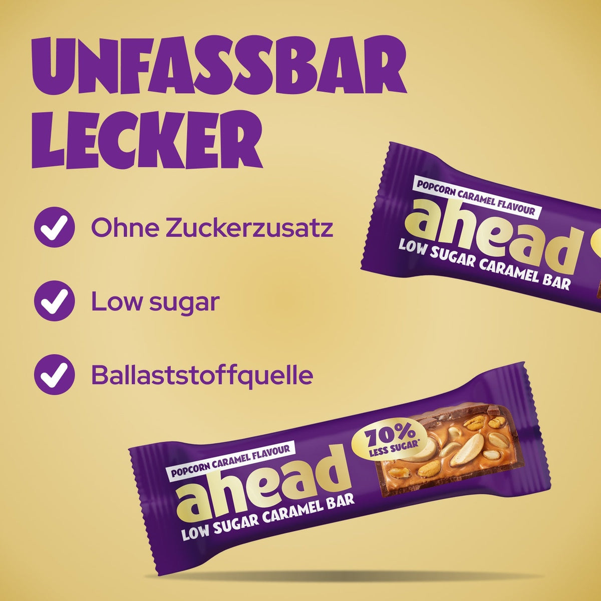 Ahead Popcorn Crunch Caramel Bar 38g