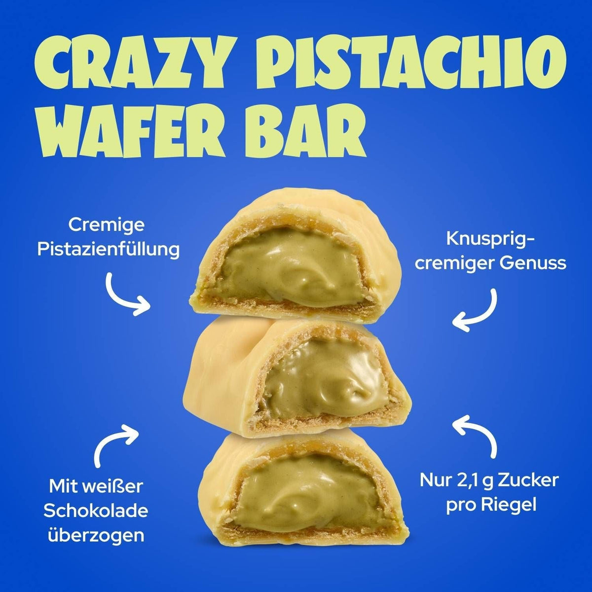 Ahead White Crazy Pistachio Cream-Filled Wafer Bar 30g