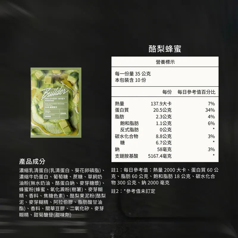 Spark Protein -Builder 長效型乳清 - 酪梨蜂蜜（牛油果）