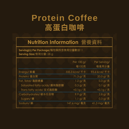 3721 Protein Coffee 分離乳清蛋白--高蛋白咖啡  28g