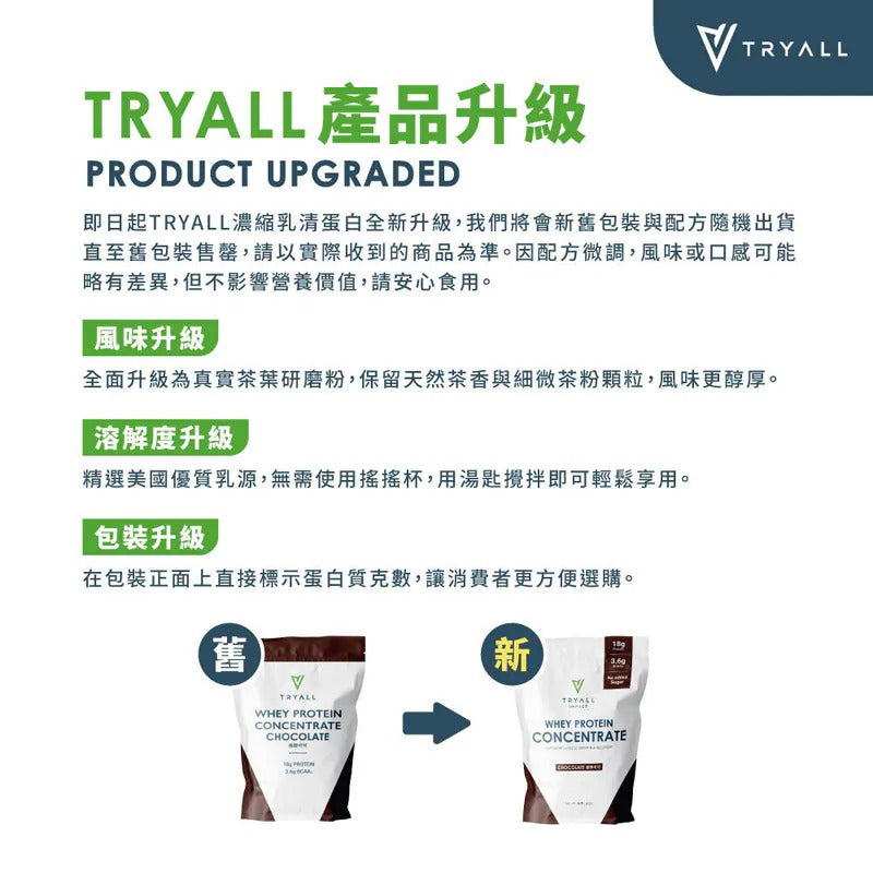 TRYALL - 濃縮乳清蛋白-靜岡抹茶 (500g)食用期 2027年9月1 日