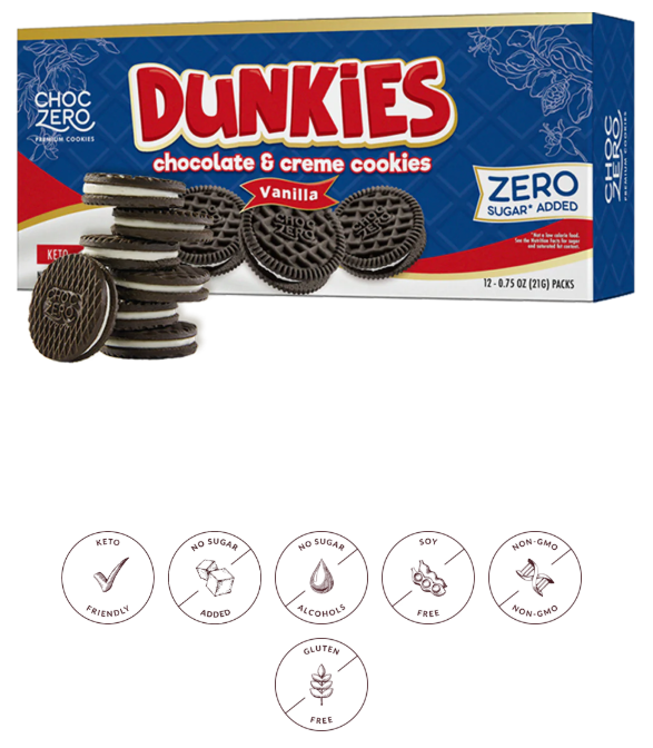 ChocZero Keto 巧克力三明治餅乾 附奶油 低糖無麩質 12 - 0.75 oz (21g)