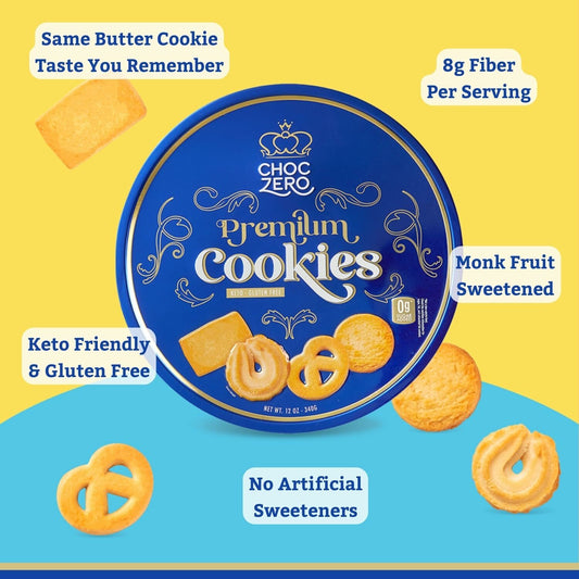 Choc Zero   低碳無麩質 丹麥牛油  藍罐曲奇餅  340g