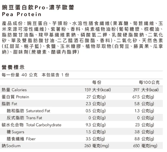 Body Goals-全素多效豌豆蛋白飲Pro - 隨手包 | 濃芋歐蕾