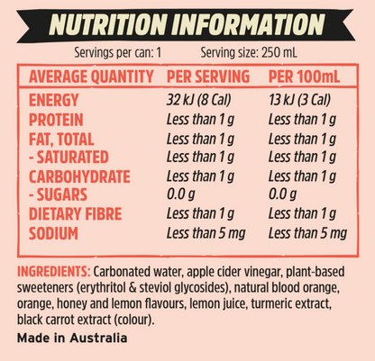 澳洲 REMEDY SODALY  100%全天然無糖 血橙味 250ml
