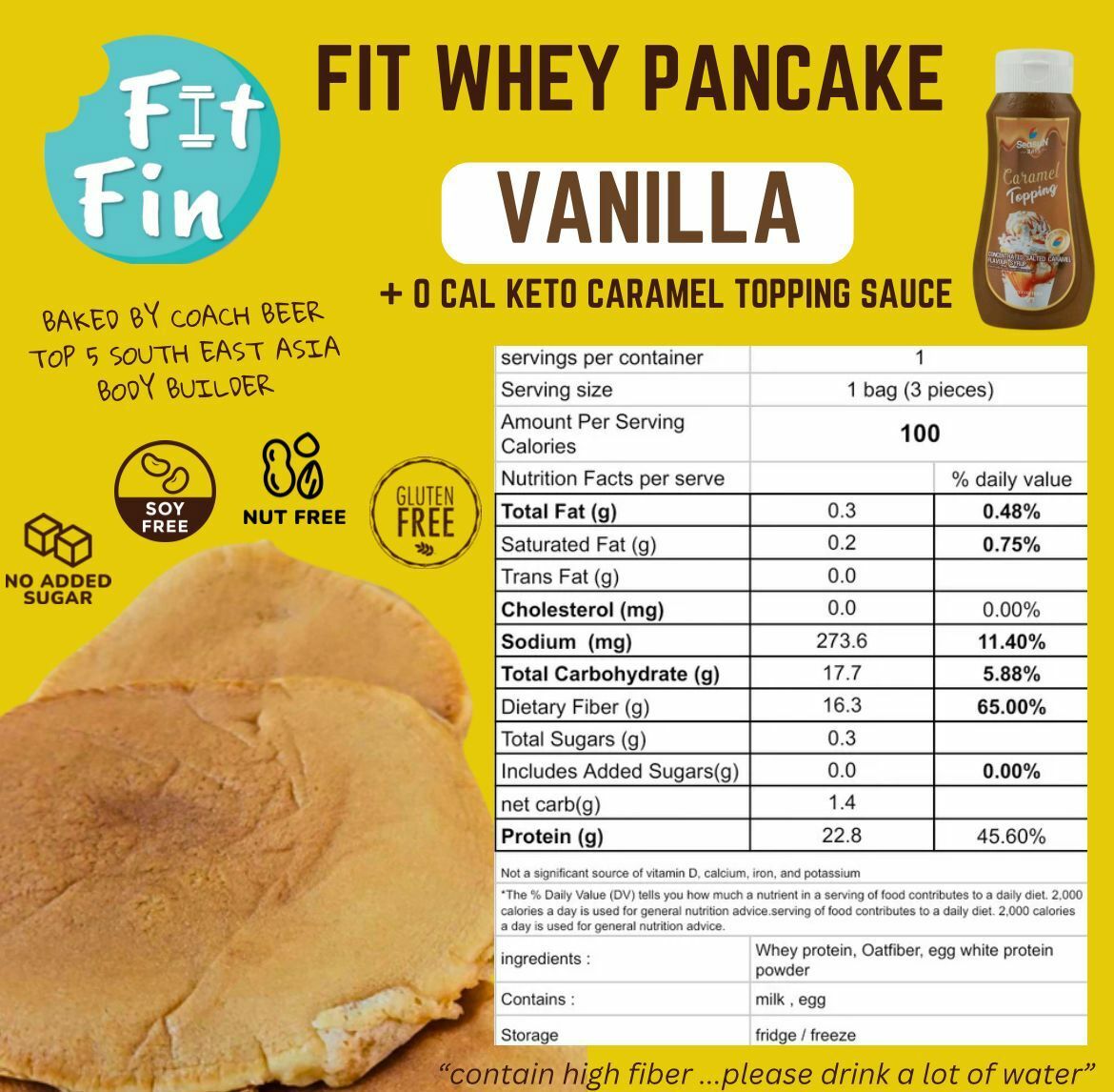 Fit-Whey Protein Pancake (1 bag 3 pcs）
