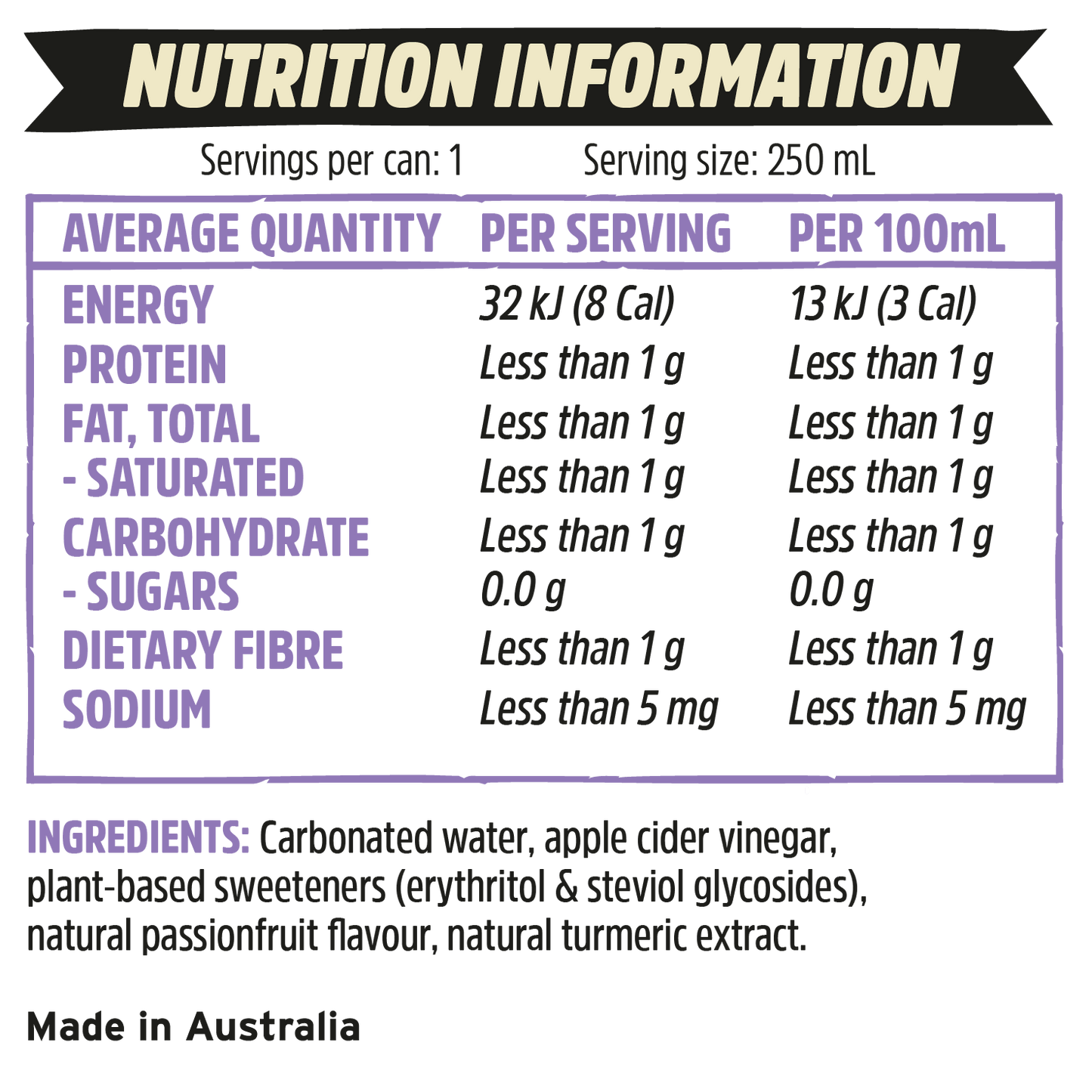 澳洲 REMEDY SODALY 100%全天然無糖 熱情果梳打 250ml