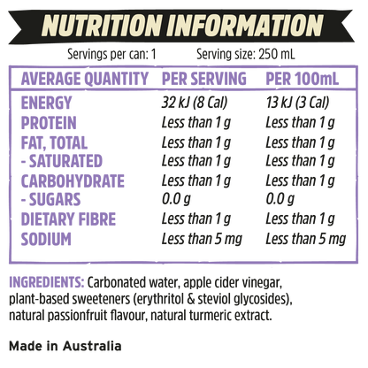 澳洲 REMEDY SODALY 100%全天然無糖 熱情果梳打 250ml