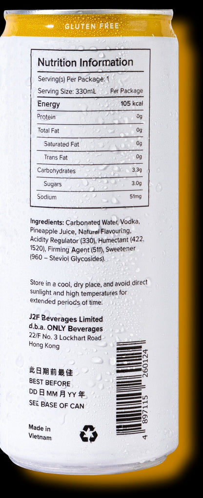 ONLY - Pineapple 菠蘿 低卡零添加糖氣泡伏特加 330ml