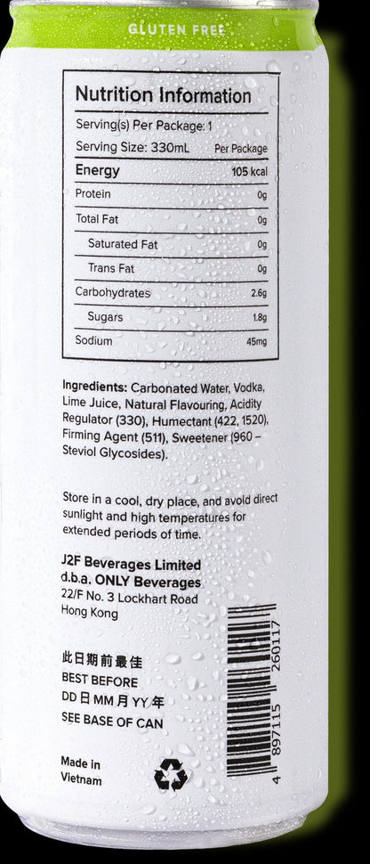 ONLY - Vodka Soda Lime 大溪地青檸 低卡零添加糖氣泡伏特加 330ml