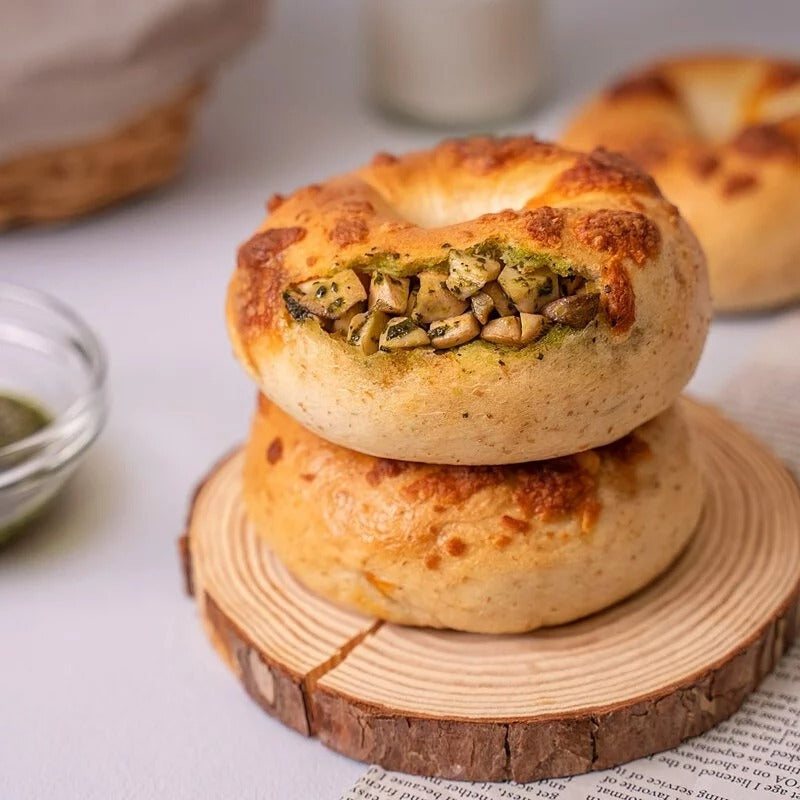 原味時代-青醬起司野菇減醣貝果 ±120g -1件裝