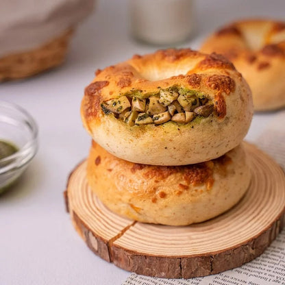 原味時代-青醬起司野菇減醣貝果 ±120g -1件裝