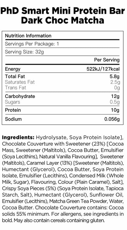 PhD -Smart Bar -黑朱古力抹茶味蛋白棒 32g x1
