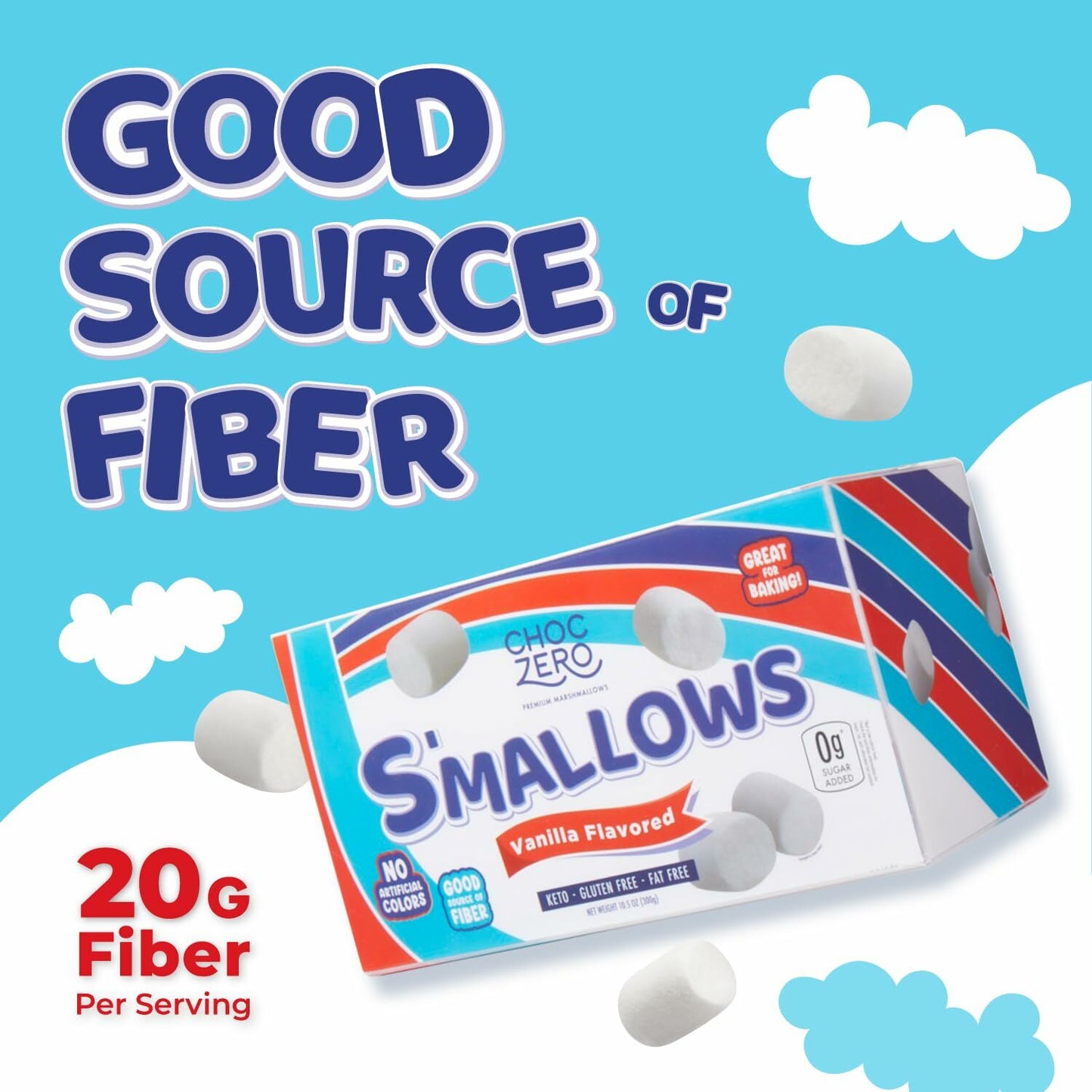 Choc Zero 0糖 0 脂雲呢拿棉花糖(1pack 3包）